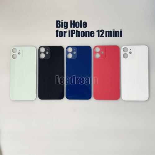 10pcs/lot Big Hole OEM Battery Back Housing Door Rear Glass Cover for iPhone 12 Pro MAx 12 mini Back Housing cover Glass