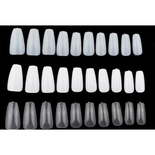 100Pcs/box Ballerina False Nails 3D Long Nails Art Tips Coffin Shape Acrylic Full Cover Fake Nails Artificial Plastic Manicure