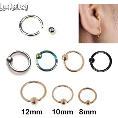2 PCS Steel Captive Hoop Bead Rings BCR Lip Eyebrow Nose Nipple Labret Piercings Ear Septum Tragus Helix Piercing Body Jewelry
