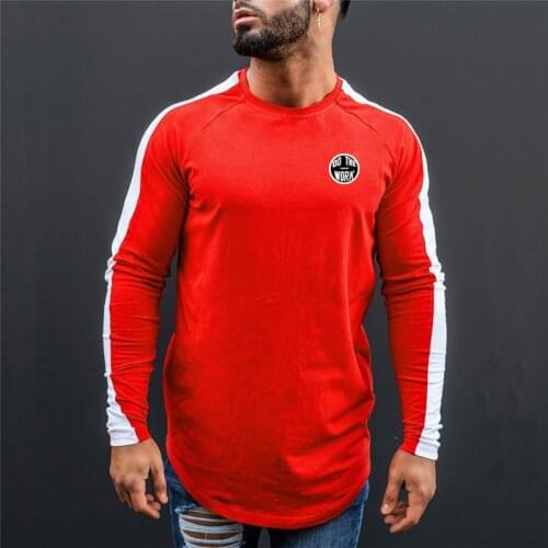 2021 Men Spring Fashion Casual T Shirt Fitness Bodybuilding Muscle Male Long sleeves Slim fit Shirts Cotton Tee tops