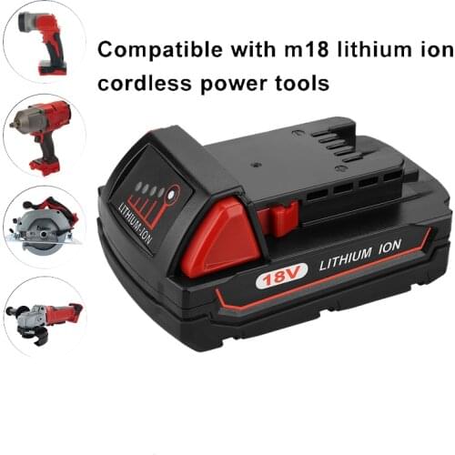 Original 18V 2000mAh Replacement Battery for Milwaukee M18 Cordless Electric Drill Screwdriver Lithium Ion Rechargeable Battery