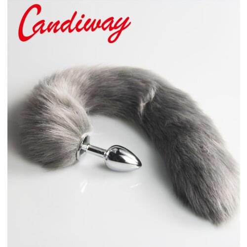 Grey Fox Tail Butt Anal Plug DOG TAILS Sex Toy BULLET buttplug G SPOT Stimulating Toys Dog Tails COUPLES LOVER Products SEX GAME