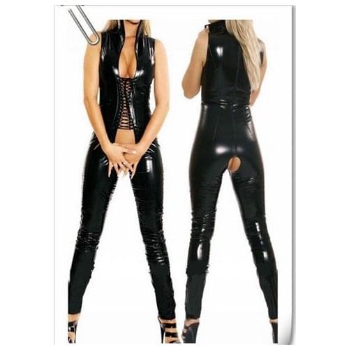 Free Shipping 2016 Rompers Womens Sexy Plus Size M-XXL Clothing Leather Female Models Suit Motorcycle Clothes Costume