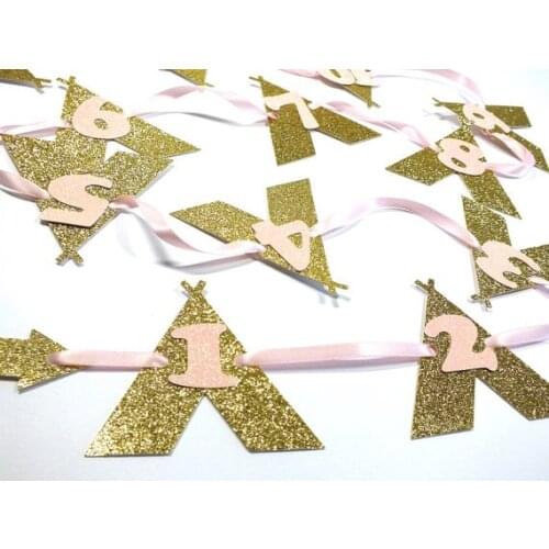 Glitter 1-12month Teepee girl or boy baby shower First Birthday Photo Banners party garlands baby shower buntings photoprops