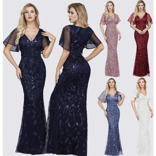 Sparkle Sexy Mermaid Evening Dresses Long Sequined V-Neck Sparkle Evening Gowns For Party Vestidos Largos Fiesta 2020 New Dress