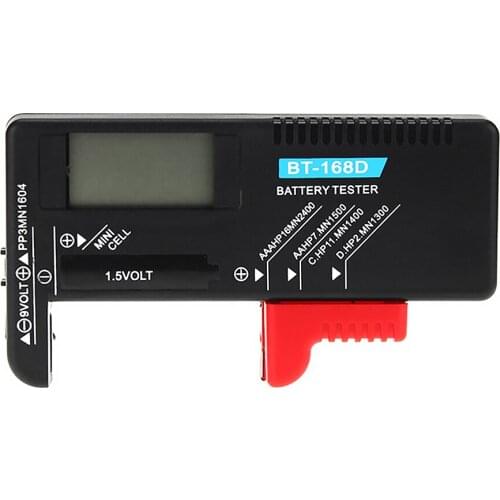 BT-168D Digital Battery Tester Volt Checker 9V 1.5V Button Cell Rechargeable AAA AA C D Universal Battery Test