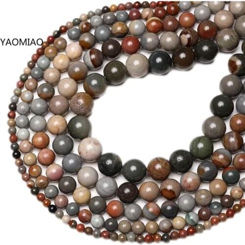 4-12mm Natural Stone Beads Polish Picasso Stone Round Loose Beads For Jewelry Making Beads DIY 15 inches