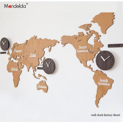 Mandelda Watch Home Promotion Silent 30 inch Wall Clock Modern diy Waterproof Large Decorative World Map Clock for Living Room