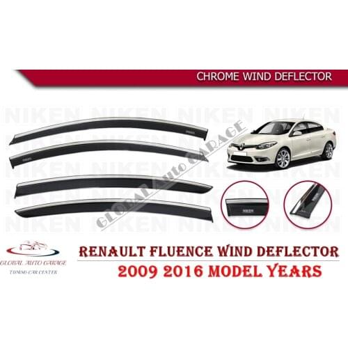 For RENAULT FLUENCE Chrome Rain Wind Deflector 2009-2016 Sunshade Curtains Car Windshield Auto Accessory Universal Body kit