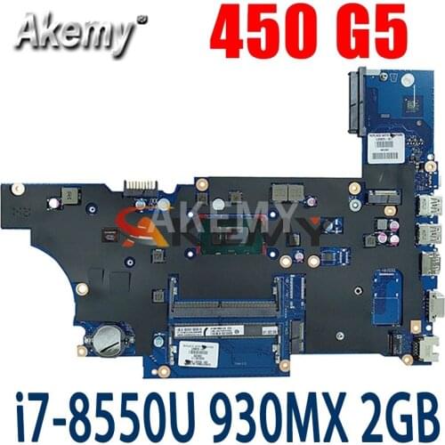 For HP ProBook 450 G5 Laptop Motherboard With SR3LC i7-8550u 930MX 2GB L00825-601 L00825-001 DA0X8CMB6E0 100% Tested Fast Ship