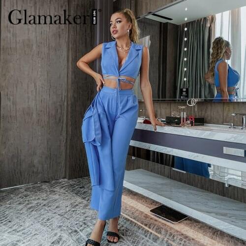Женские элегантные брючные костюмы Glamaker China At AliExpress