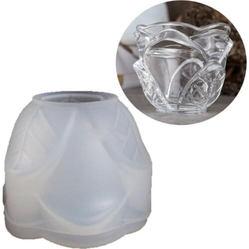 Handmade Glazed Cup Resin Casting Mold Glazed Rose Flower Glass Tumbler Mold Candle Holder Silicone Mold Art Crafts Tool A5KE