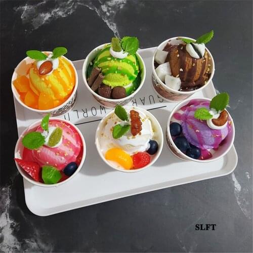 Fake simulation sundae cup ice cream for kids children toys hotel bar cafe restaurant dessert bakery store shop decor props