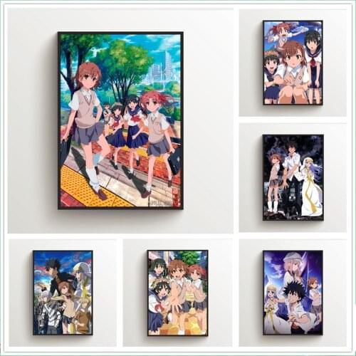 WTQ Canvas Painting Anime Posters To Aru Majutsu No Index Misaka Mikoto Wall Decor Wall Art Picture for Living Room Decor