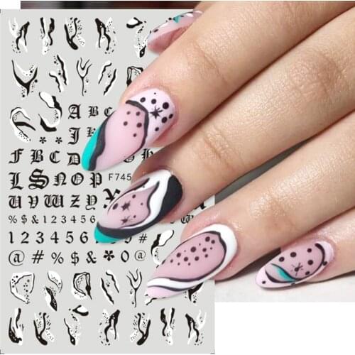 2pcs New 3D Nail Sticker Cool Russian Letter Stickers for Nail Foil Love Heart Design Nails Accessories Fashion Manicure Sticker