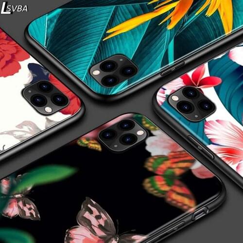 Tree Summer Flower For iPhone 12 Pro Max Mini 11 Pro XS Max X XR 6S 6 7 8 Plus 5S Bright Black Phone Case