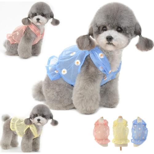 Summer Dog Skirt Cute Flowers Cat Pet Dog Clothes Dress Chihuahua Pomeranian Yorkshire Poodle Bichon Schnauzer Clothing Costumes