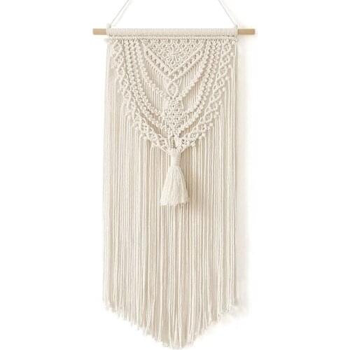 Macrame Wall Hanging Woven Tapestry, Home Decor Handmade Cotton Boho Room Decoration, 40X75Cm