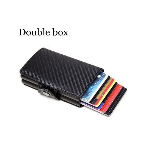 Rfid Blocking Protection Men id Credit Card Holder Wallet Leather Metal Aluminum Business Bank Card Case Credit Card Cardholder
