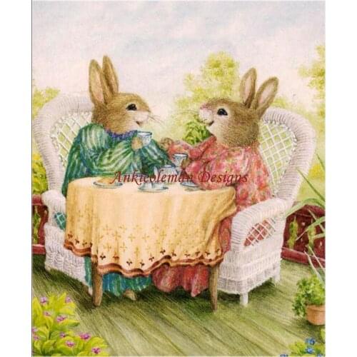 Needlework for embroidery DIY French DMC High Quality - Counted Cross Stitch Kits 14 ct Oil painting - Rabbit Tea