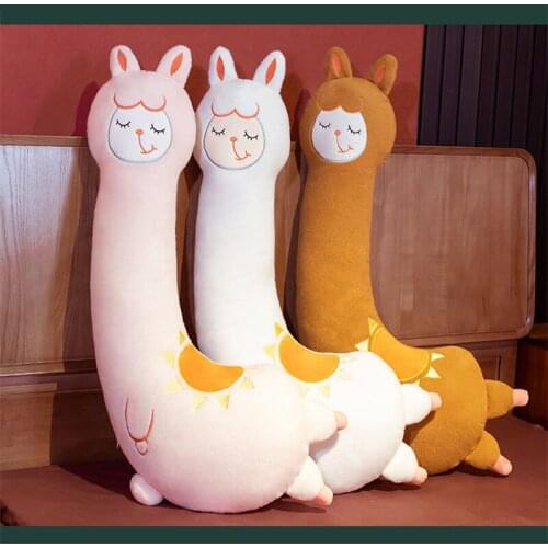 New creative lovely sunny alpaca Plush toy Soft alpaca long pillow Birthday Gifts Sleeping pillow