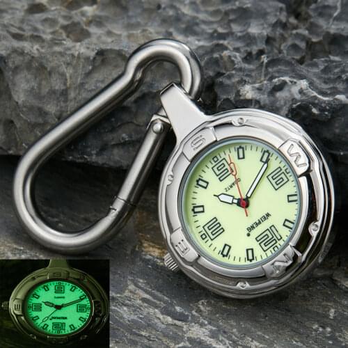 New Arrival Retro Smooth Black Pocket Watch Bronze Polish Quartz Fob Pocket Watch Pendant Carabiner Hook Clip Luminous Watch