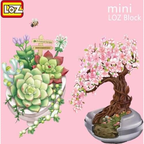 New Loz Mini Diamond Building Blocks Assembled Street View Toys Succulent Potted Cherry Flower Toys For Children Gifts 1660 1661