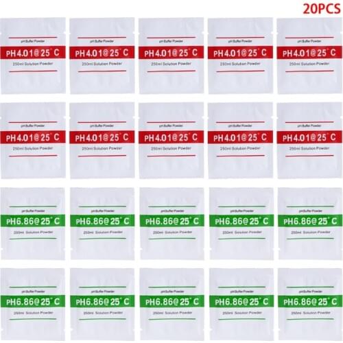 OOTDTY 20 Pcs PH Buffer Solution Powder PH For Test Meter Measure Calibration 4.01 6.86 250ml Each Pack Volume