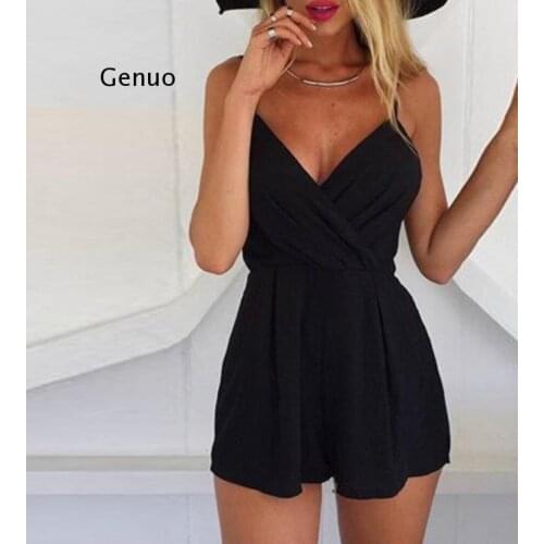 Wholesale Retail Summer Women V-Neck Rompers Sexy Club Solid Elegant Bodycon Jumpsuit Playsuit Romper