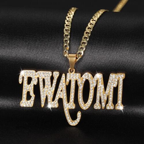 Personalized Stainless Steel Iced Out Name Necklace Custom Mens Zircon Hip Hop Jewelry Cuban Chain Necklace Christmas Gifts