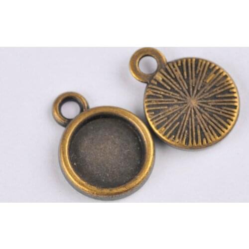 100pcs 8mm Antique Bronze Round Bezel Pendant Blank Pendant Tray Pendant Base Cabochon Settings