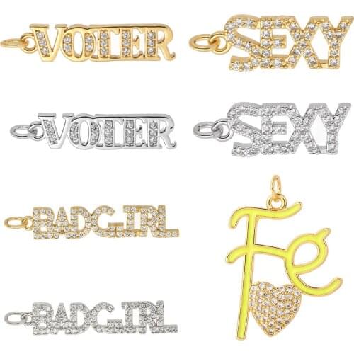 Letter Alphabet Charms Cute Jewelry Making Supplies Cubic Zircon Designer Earrings Neckalce Gold Diy Pendant Charms Phone Nail