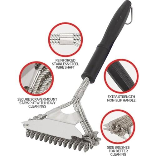 Protable Barbecue Basting Brush and Scraper BBQ Outdoor Grill Cleaning Gadget 37MF