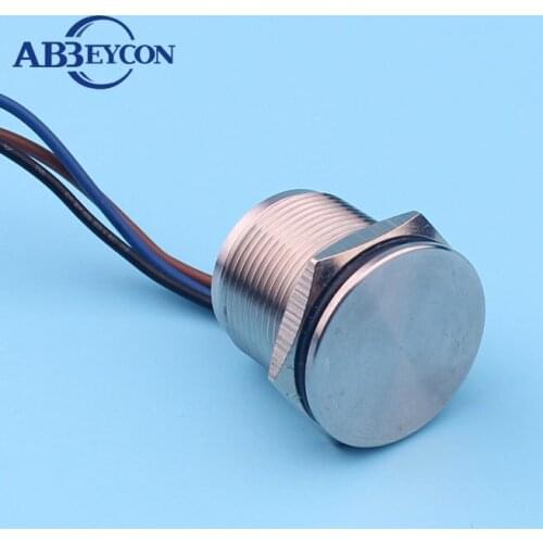 25mm Mouting Hole Stainless IP68 Latching Normally Open 12V 200mA Waterproof Flat Head Touch Wired Piezo Push Button Switch