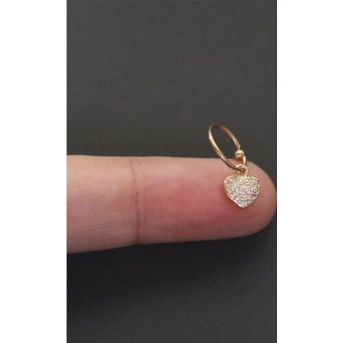 1 PCS Cute Small Micro Pave CZ Heart Charm Ear Cartilage Cuff Earring Simple Gold Color Steel Piercing Circle Hoop Ear Jewelry