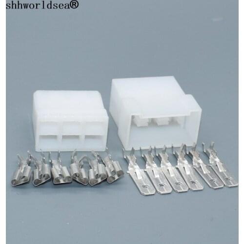 Shhworldse 6 pin 6.3mm female male connector 880297-1 6 pin Electrical 6.3 Connector Kits Male Female socket plug