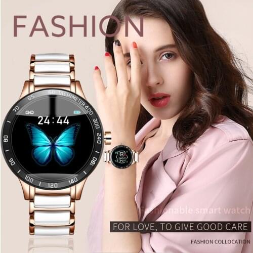 LIGE Woman smart watch Reloj Inteligente Heart Rate Blood Pressure Fitness Tracker Ceramic Strap Watches Waterproof Smartwatch