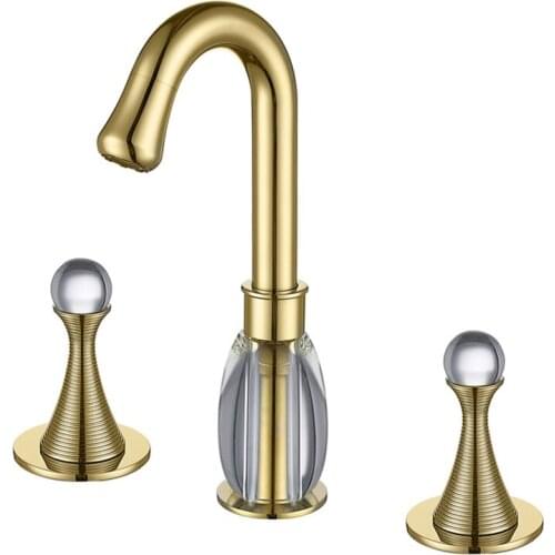 Bathroom Basin Faucet Solid Brass & Crystal Perfume Bottle Type Sink Mixer Taps Hot & Cold Lavatory Crane Dual Handle Black/Gold