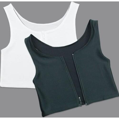 Tomboy Binder Sport Bra Top Plus Size Zipper Chest Binder Tank Tops Gym Running Fitness Top Les Relleno Sujetador Hardloop