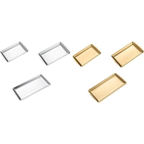 Thickened Stainless Steel Plate Korean BBQ Sushi Plates Serving Dishes Rectangular Cake Tray Storage Tray, 3PCS