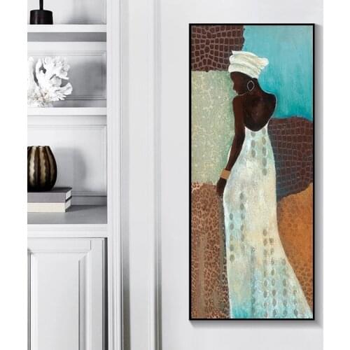 Vintage African Wall Art Canvas Posters and Prints Black Women Canvas Living Room Wall Pictures Bohemian Decorative Painting