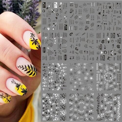Water Transfer Nail Slider 12 Designs Butterfly Letter leaves Decals Sexy Girl Full Wrap Nail Art Sticker Manicure Set Z0168