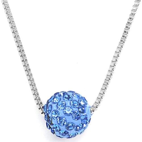 Girls Sweet Shambhala Rhinestone Stainless Steel Chain Necklace Trendy Clay Crystals Disco Ball Pendant Necklaces For Women