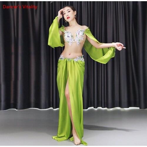 New Style Belly Dance Costumes Senior Sexy Handmake Bra Top+Long Skirt 2pcs Belly Dance Set For Women Belly Dance Suits