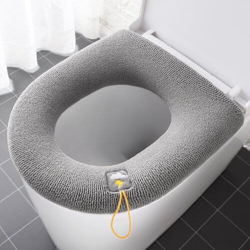 Winter Warm Toilet Seat Cover Safety Toilet Seat Pad Four Season Washable Bathroom Accessories Mat Knitting Soft O-shape WC Pad