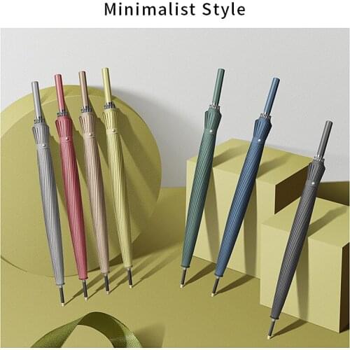 Large Windproof 24K Strong Fiberglass Bones Golf Umbrella Waterproof Long Handle Business Men leather Long Handle Umbrella YS009