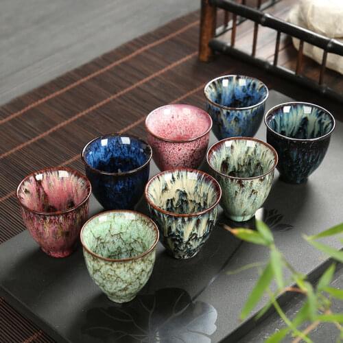 1pcs/3pcs China Ceramic Tea Cup Kiln Change Porcelain Personal Single Kung Fu Cups Pottery Drinkware Wine Mug Wholesale