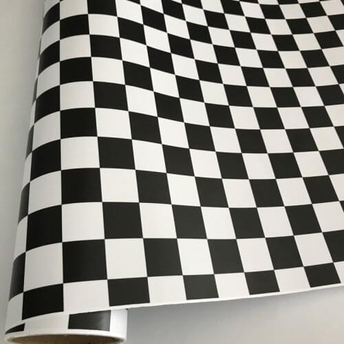 10/20/30/40/50x152CM Racing Sports Checkered Flag Sticker Decal Motorbike Scooter Black White Camouflage Vinyl Car Wrap Foil