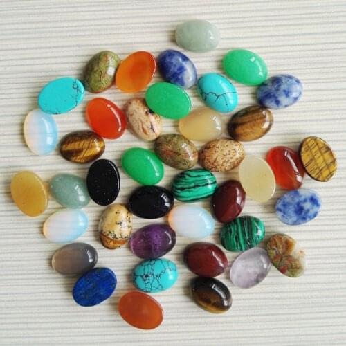 10pcs/pack 10x14mm Natural Semi-precious Stone Cabochons Oval Shape DIY Stone Patch Beads Accessories Wholesale Bare Stone