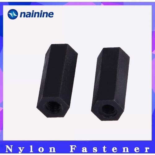 20Pcs M2 M2.5 M3 M4 Black Spacing Screws Hex Nylon Standoff Spacer Column Flat Head Double Pass Nylon Plastic NL24